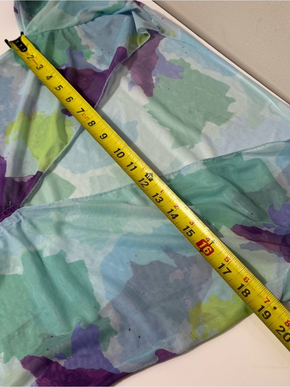 Sheer Watercolor Print Women’s Swim Coverup - Aqua & Purple - Picture 3 of 4